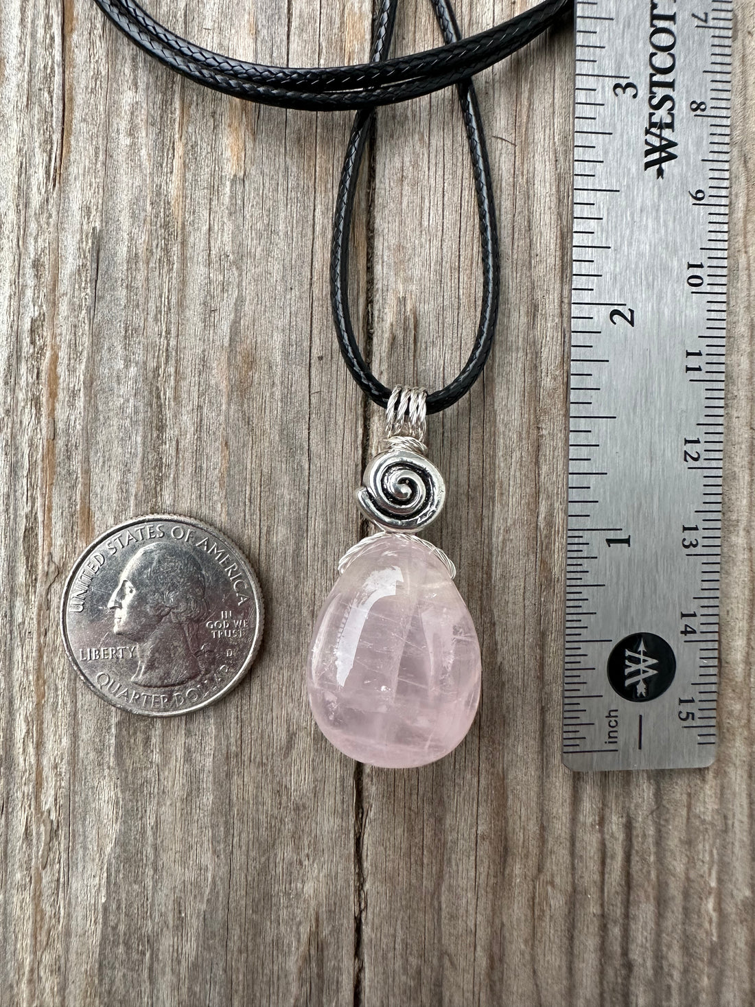 Rose Quartz for Love. Swirl to Signify Consciousness