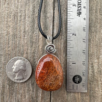 Fire Agate for Vitality & Protection. Pewter Accent.