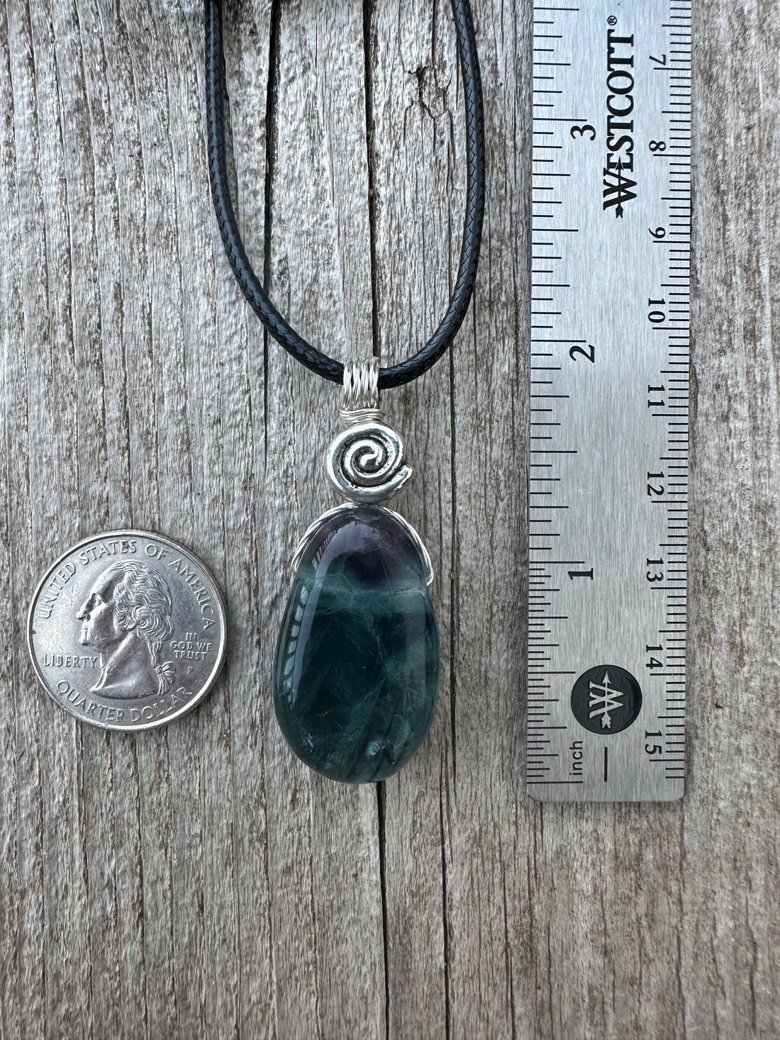 Fluorite Necklace for Protection, Spiritual Awakening, and Self-Confidence. Swirl to Signify Consciousness.