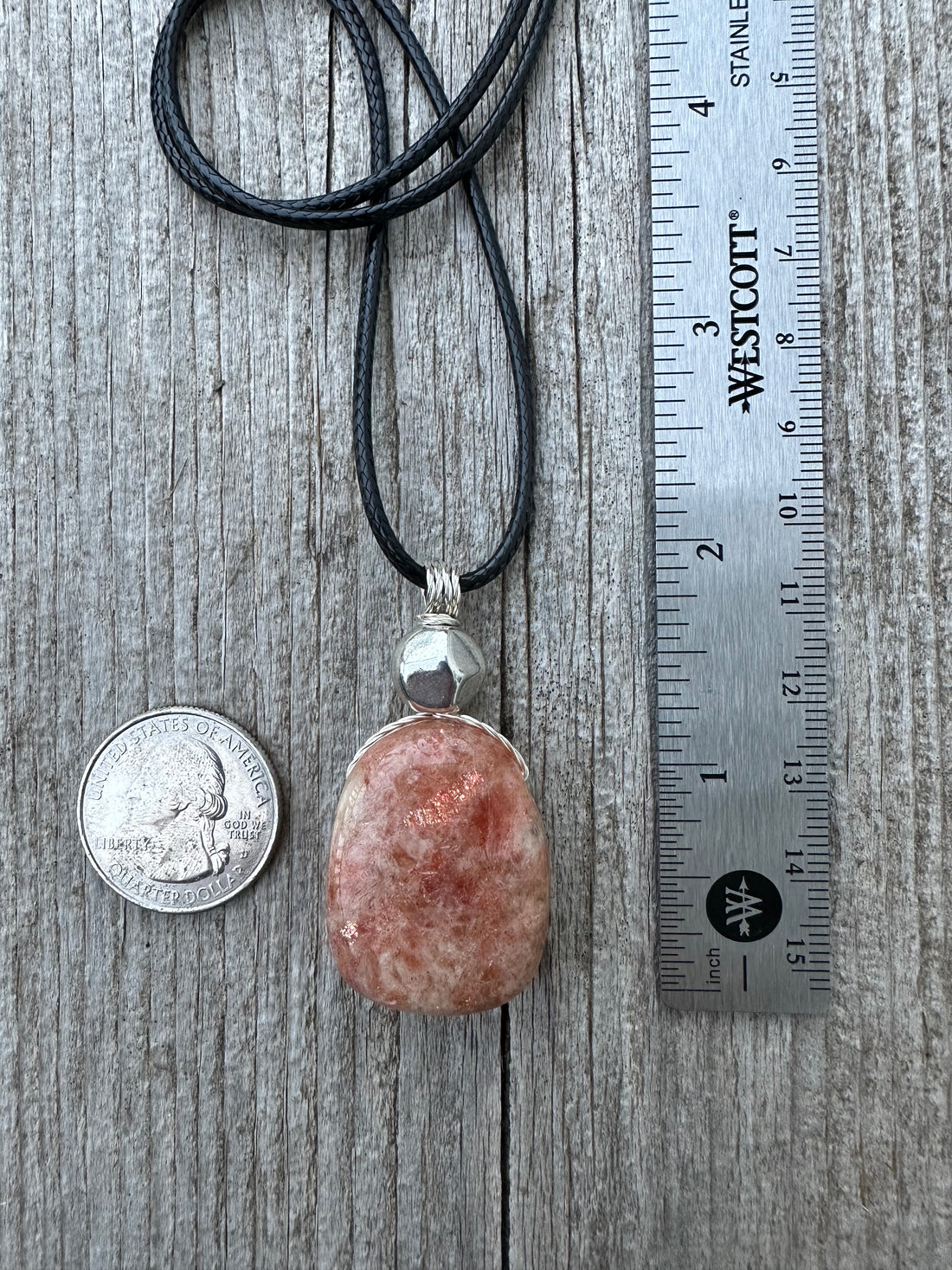 Sunstone Necklace for Positive Outlook, Good Fortune & Vitality. Swirl to Signify Consciousness.