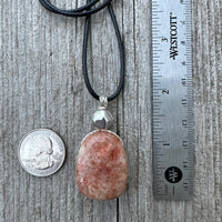 Sunstone Necklace for Positive Outlook, Good Fortune & Vitality. Swirl to Signify Consciousness.