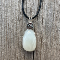 White Moonstone Necklace for New Beginnings, Intuition and Luck. Pewter Accent Piece.