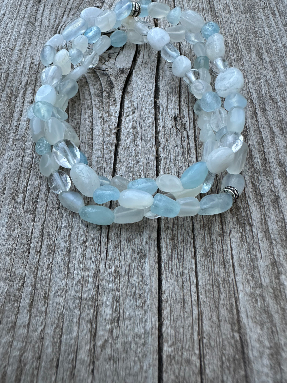 Aquamarine Bracelet with Moonstone for Courage, Release and Closure.