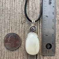 White Moonstone Necklace for New Beginnings, Intuition and Luck. Pewter Accent Piece.