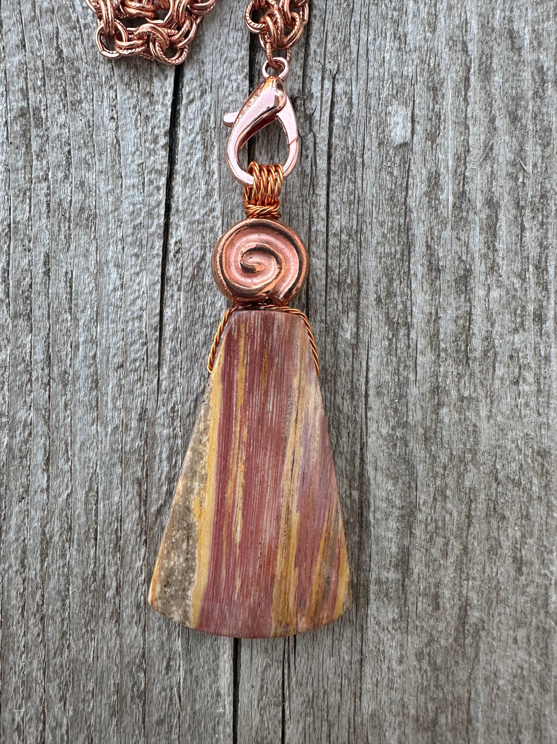 Petrified Wood Necklace for Transformation and Releasing Negativity. Swirl Signifies Consciousness.