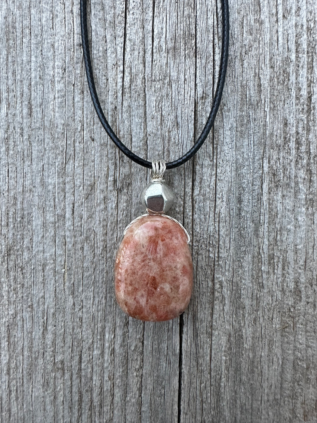 Sunstone Necklace for Positive Outlook, Good Fortune & Vitality. Swirl to Signify Consciousness.