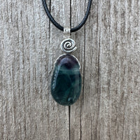 Fluorite Necklace for Protection, Spiritual Awakening, and Self-Confidence. Swirl to Signify Consciousness.