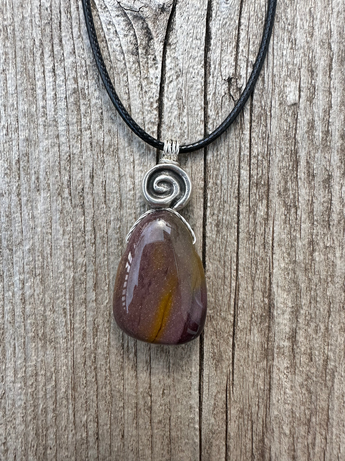 Mookaite Jasper for Options, Balance and New Experiences. Pewter Accent.