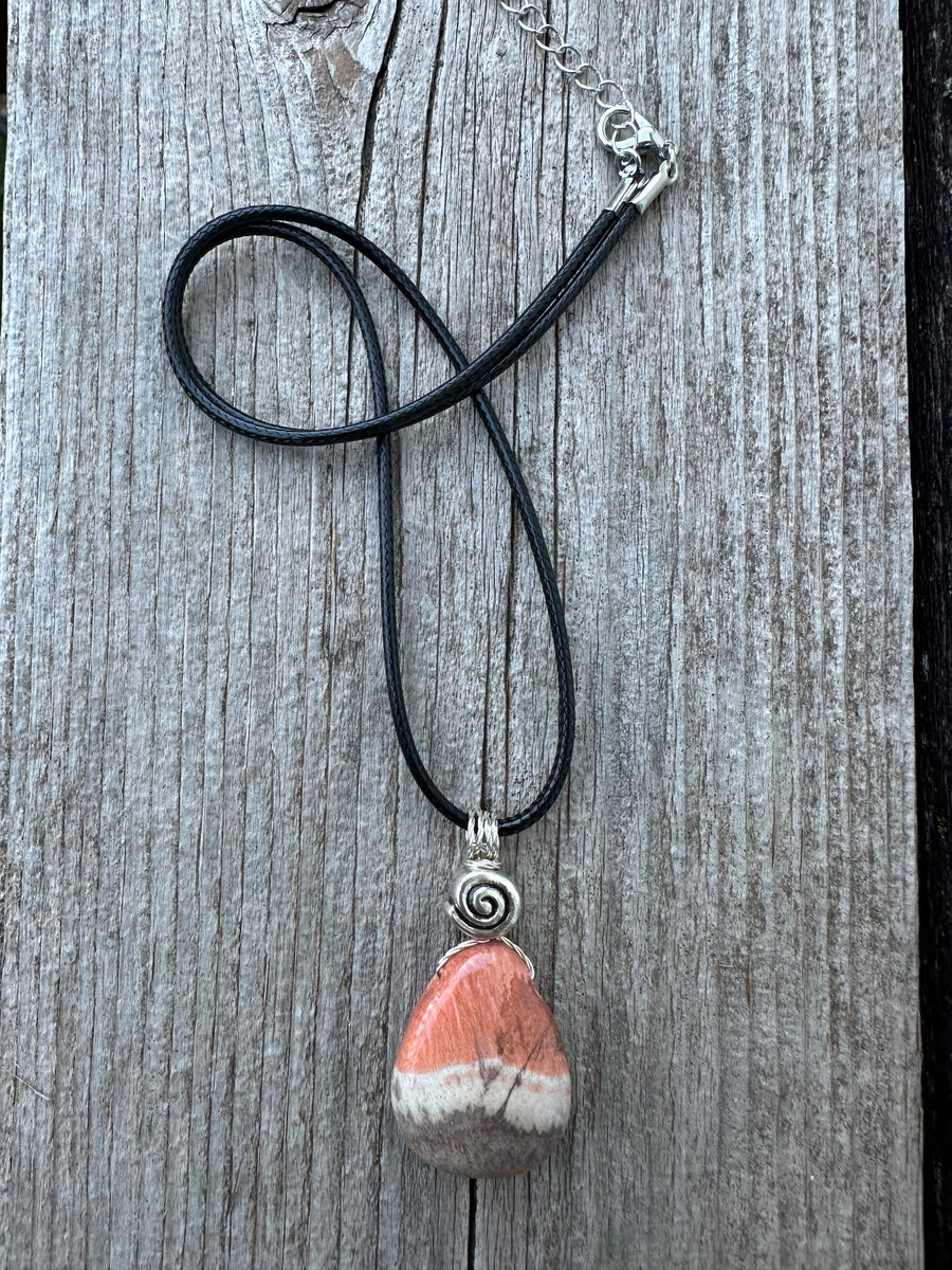 Celestobarite  Necklace - Shaman Stone for Spiritual Awakening. Swirl Signifies Consciousness