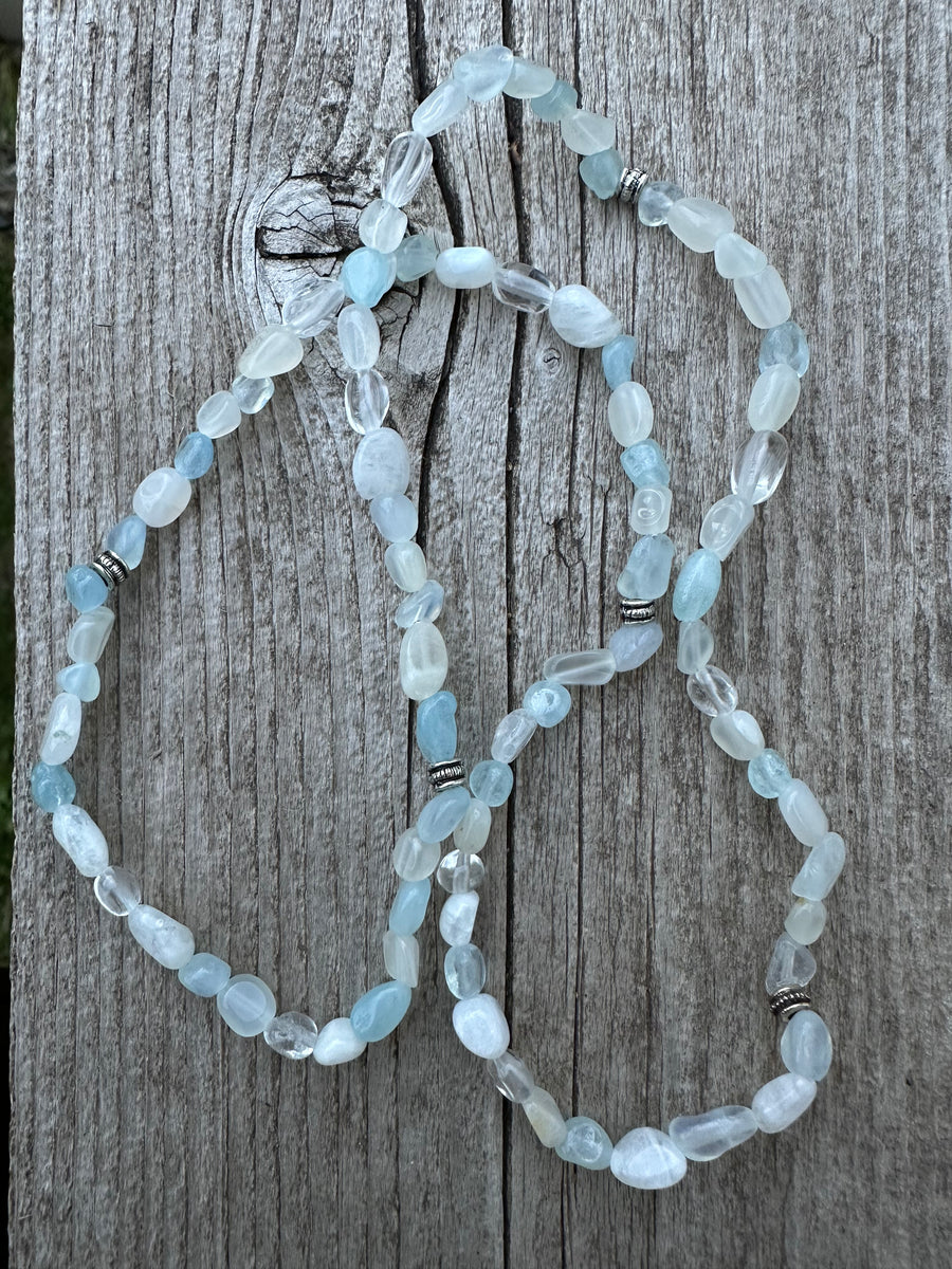 Aquamarine Bracelet with Moonstone for Courage, Release and Closure.