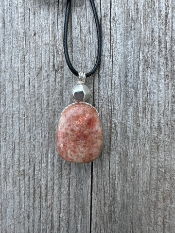 Sunstone Necklace for Positive Outlook, Good Fortune & Vitality. Swirl to Signify Consciousness.