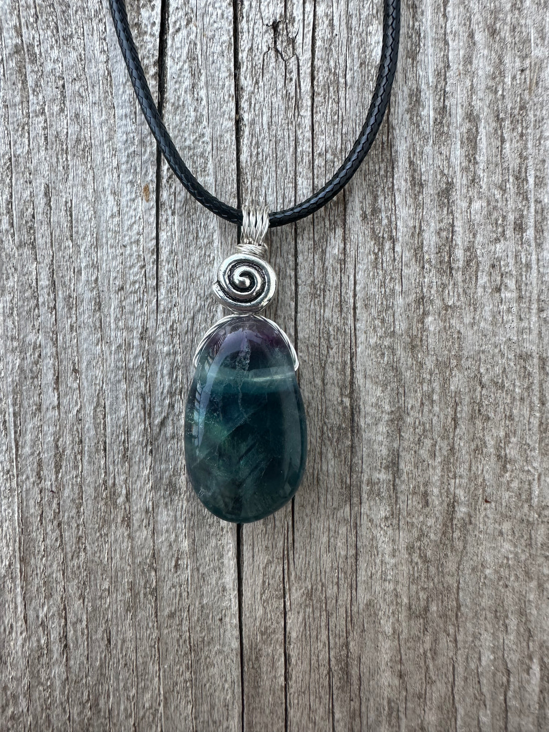 Fluorite Necklace for Protection, Spiritual Awakening, and Self-Confidence. Swirl to Signify Consciousness.