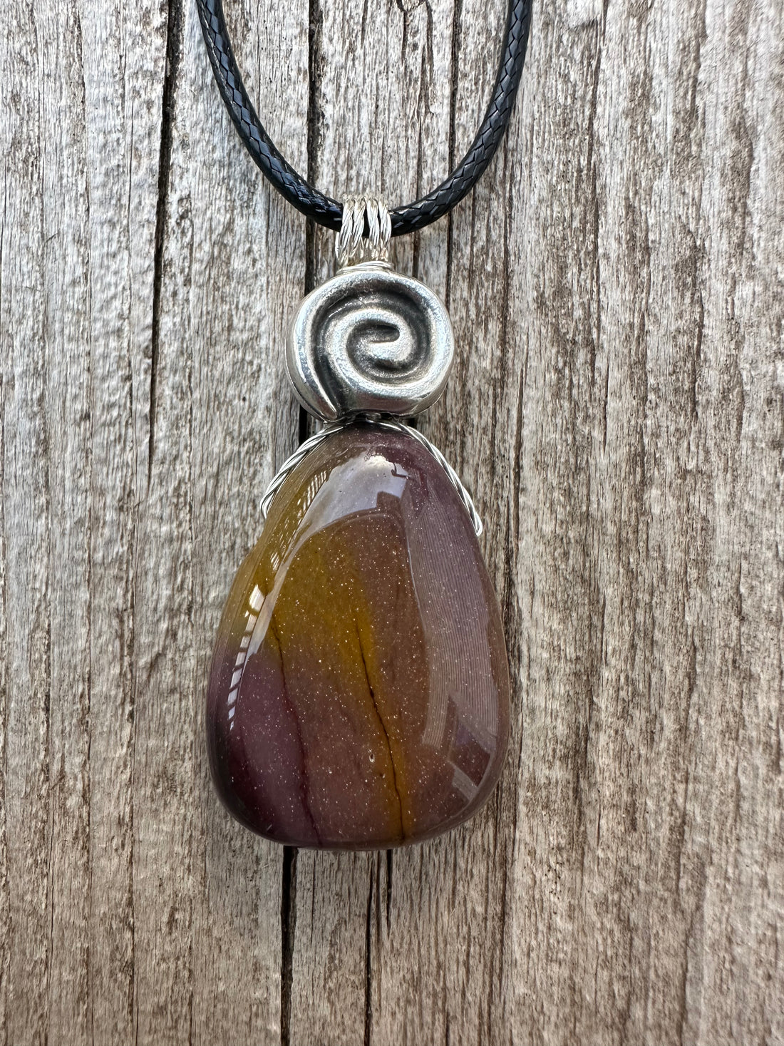 Mookaite Jasper for Options, Balance and New Experiences. Pewter Accent.