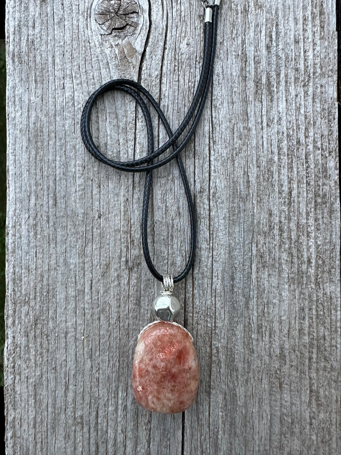 Sunstone Necklace for Positive Outlook, Good Fortune & Vitality. Swirl to Signify Consciousness.