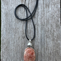 Sunstone Necklace for Positive Outlook, Good Fortune & Vitality. Swirl to Signify Consciousness.