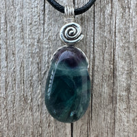 Fluorite Necklace for Protection, Spiritual Awakening, and Self-Confidence. Swirl to Signify Consciousness.