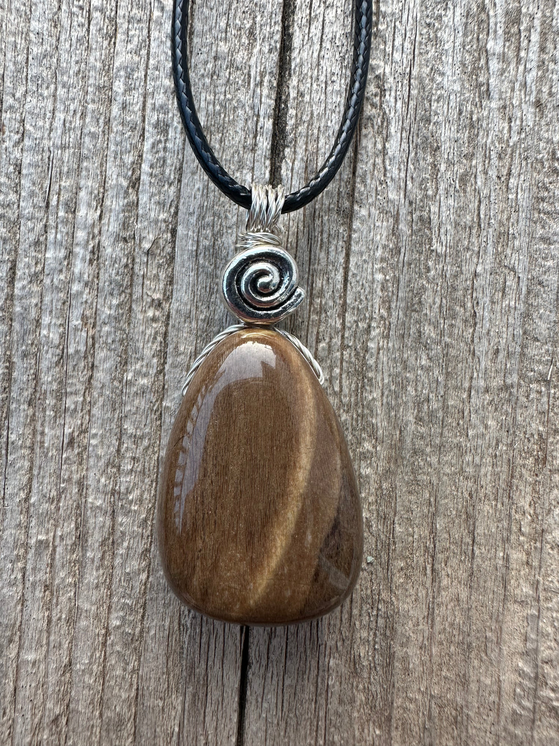 Petrified Wood Necklace for Transformation and Releasing Negativity. Swirl Signifies Consciousness