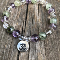Bracelet for Intuition with Prehnite, Amethyst and Quartz