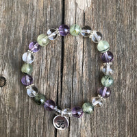 Bracelet for Intuition with Prehnite, Amethyst and Quartz