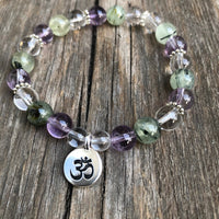 Bracelet for Intuition with Prehnite, Amethyst and Quartz