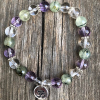 Bracelet for Intuition with Prehnite, Amethyst and Quartz