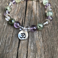 Bracelet for Intuition with Prehnite, Amethyst and Quartz