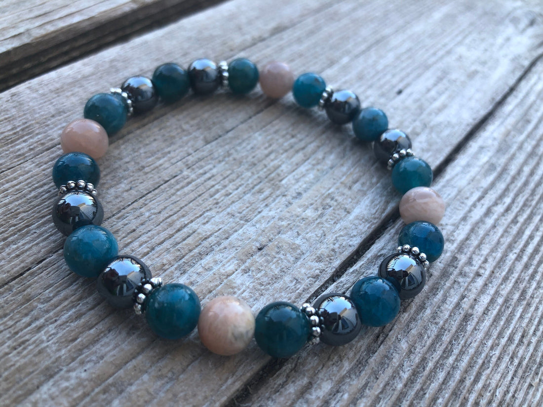 Apatite, Sunstone and Hematite Bracelet