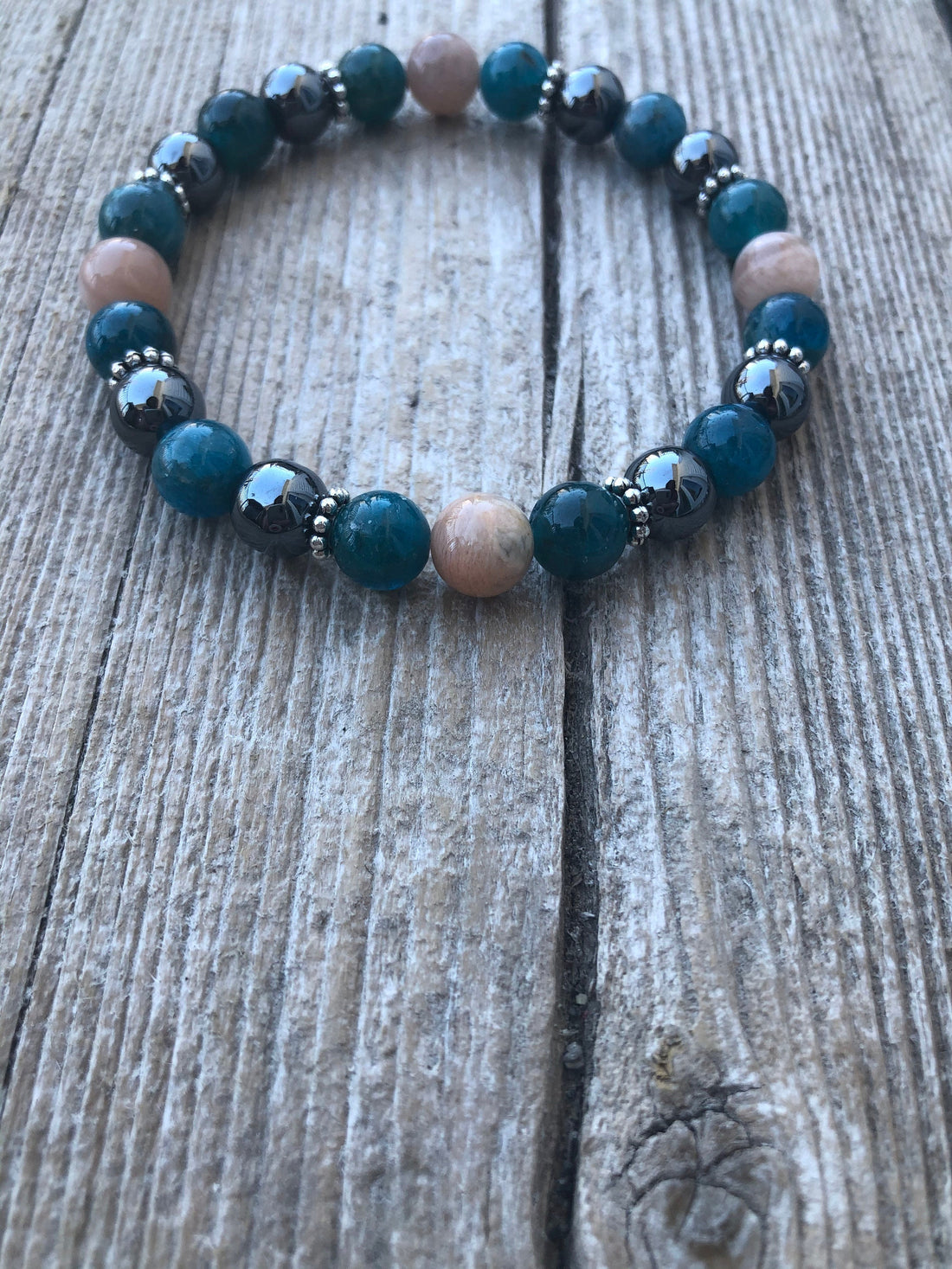 Apatite, Sunstone and Hematite Bracelet