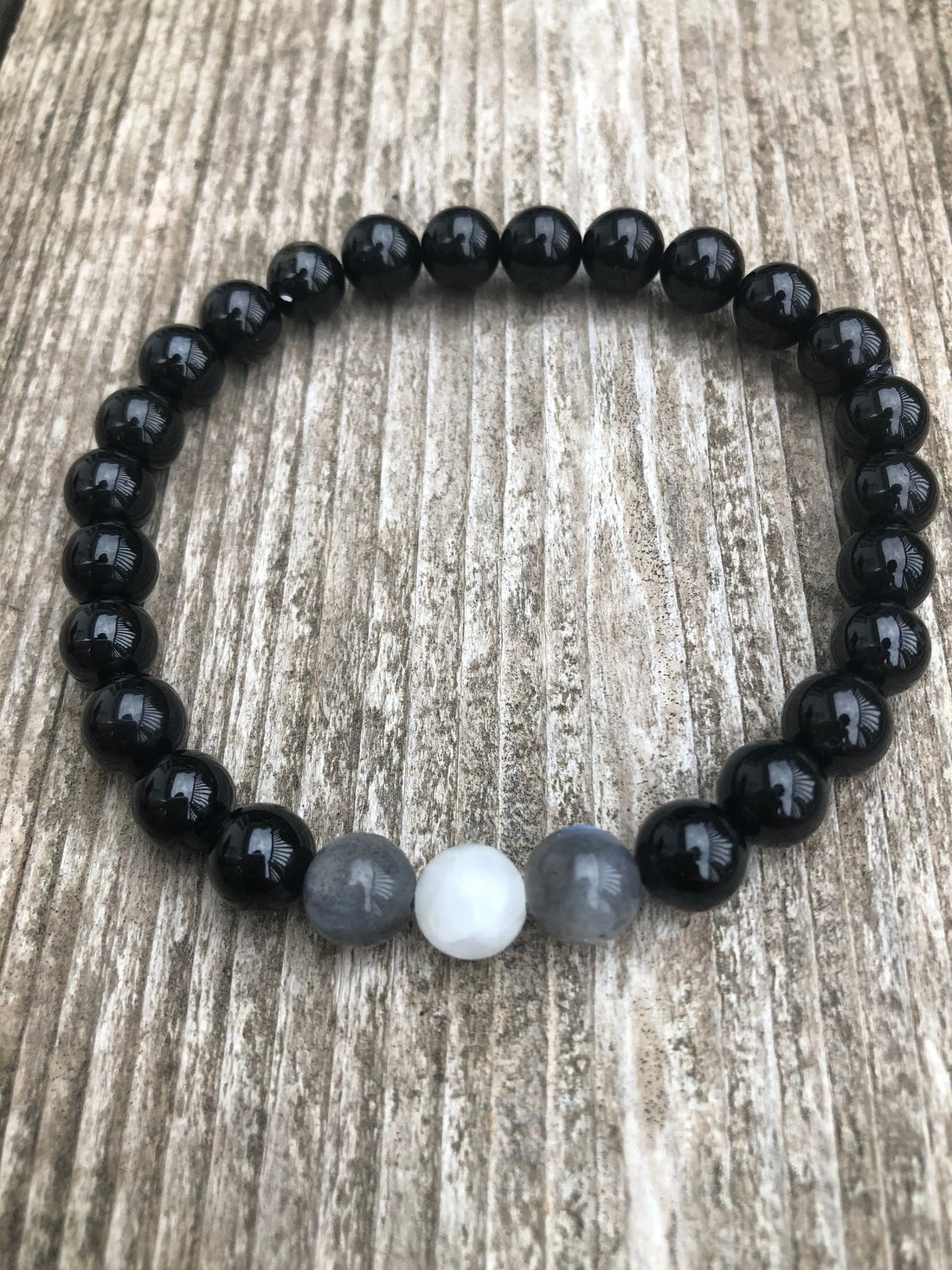 Bracelet for Enlightenment and Protection With Celestite, Labradorite and Black Tourmaline