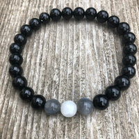 Bracelet for Enlightenment and Protection With Celestite, Labradorite and Black Tourmaline