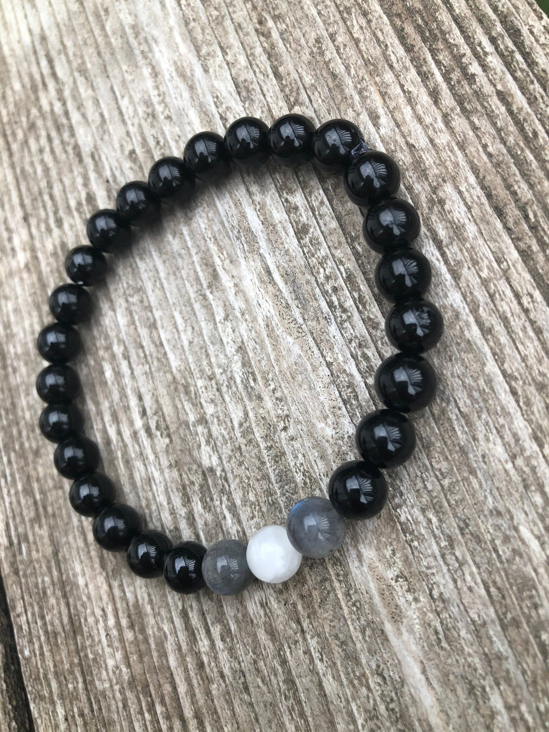 Bracelet for Enlightenment and Protection With Celestite, Labradorite and Black Tourmaline