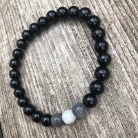 Bracelet for Enlightenment and Protection With Celestite, Labradorite and Black Tourmaline