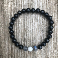 Bracelet for Enlightenment and Protection With Celestite, Labradorite and Black Tourmaline