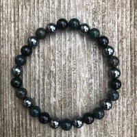 Bracelet for Grounding with Bloodstone, Hematite, and Black Onyx