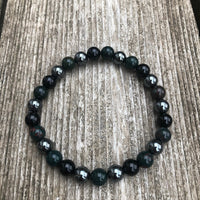 Bracelet for Grounding with Bloodstone, Hematite, and Black Onyx