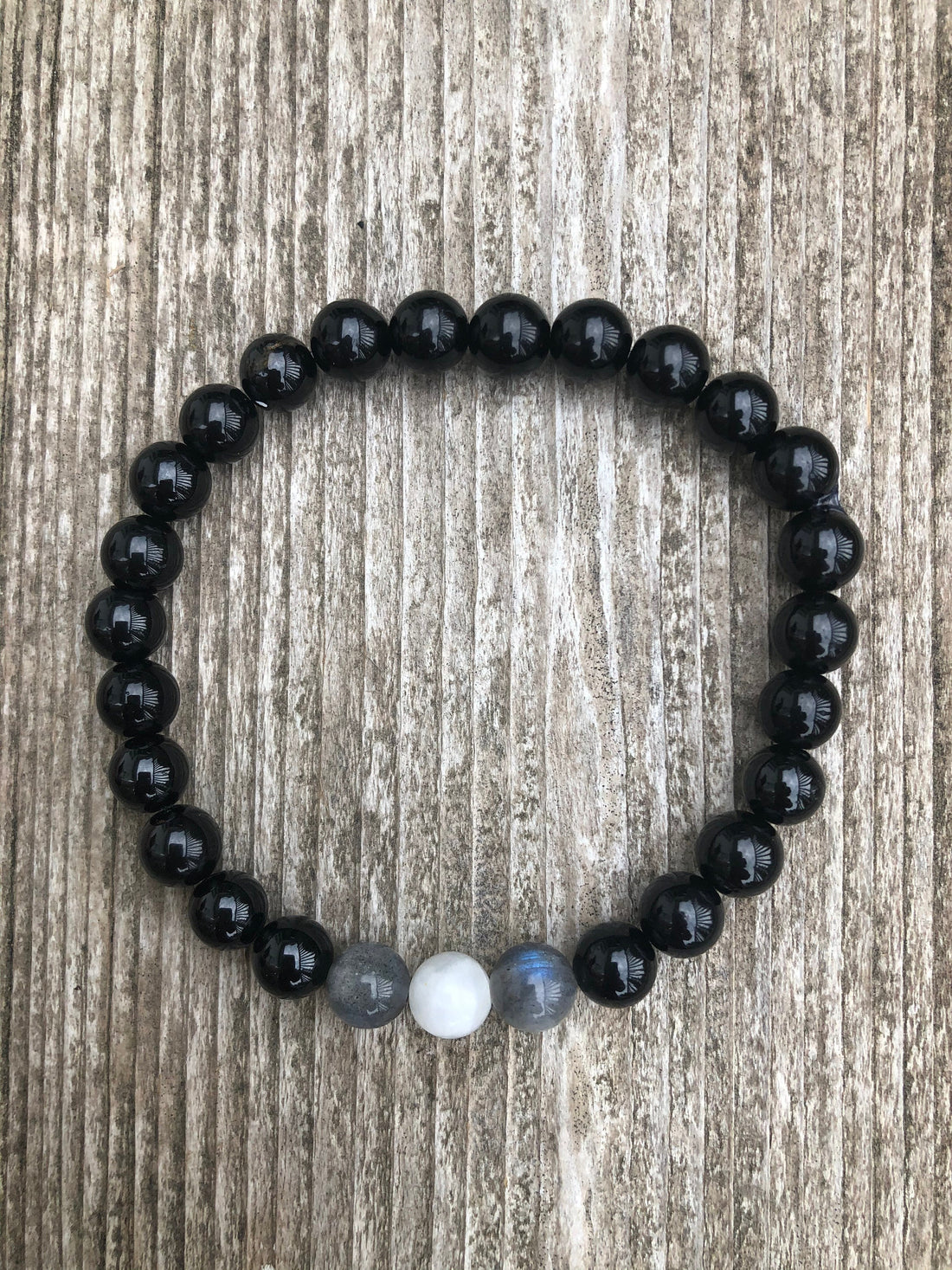 Bracelet for Enlightenment and Protection With Celestite, Labradorite and Black Tourmaline