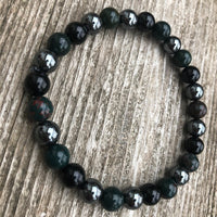 Bracelet for Grounding with Bloodstone, Hematite, and Black Onyx