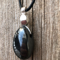Hematite Necklace for Grounding and Willpower. Accent Piece is Pewter.
