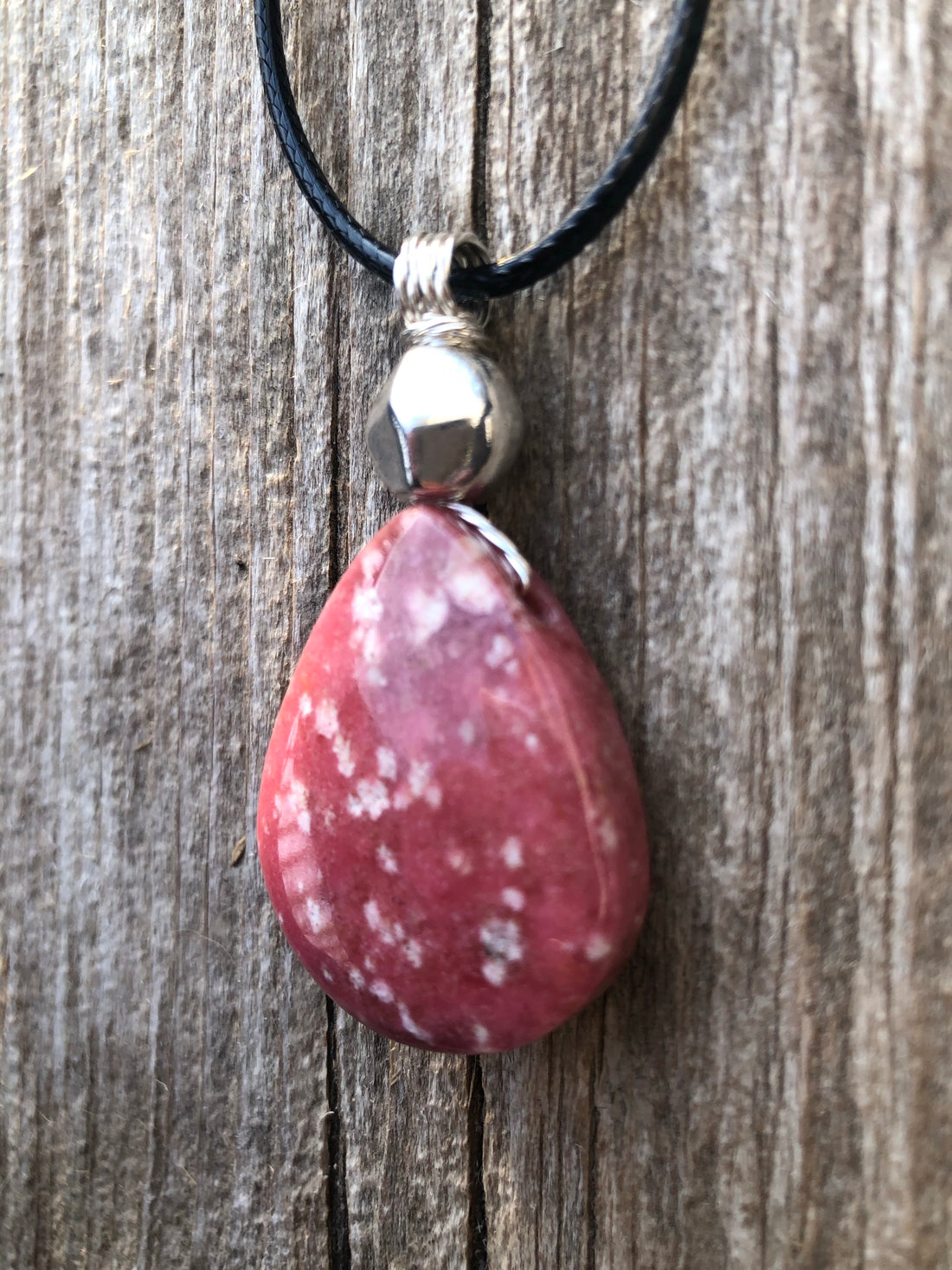 Thulite for Regeneration & Love. Pewter Accent.