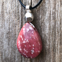 Thulite for Regeneration & Love. Pewter Accent.