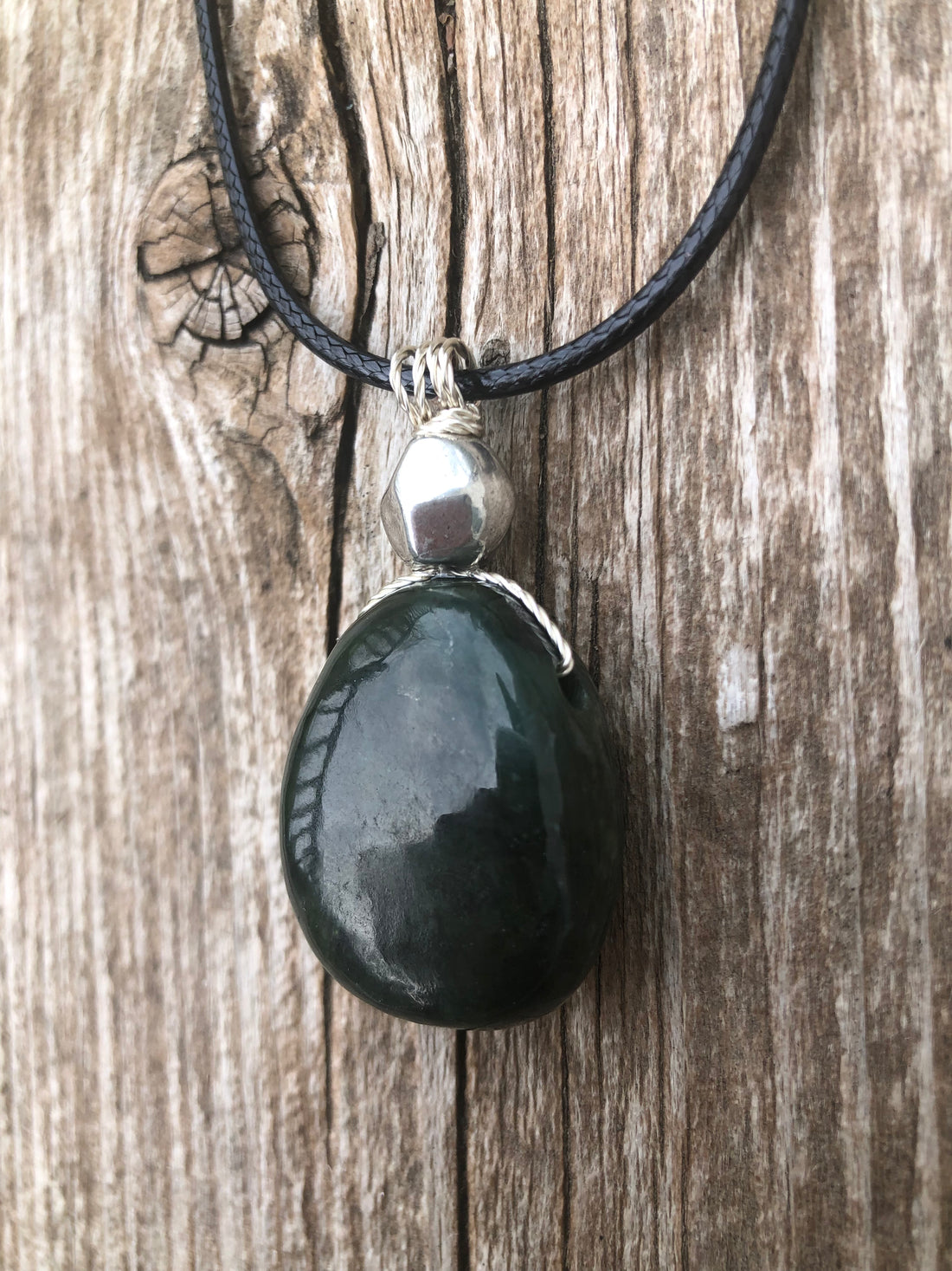 Nephrite Jade For Protection, Self-Confidence and Awareness. Pewter Accent Piece.