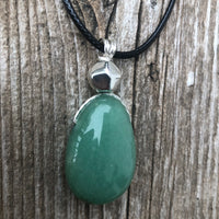 Green Aventurine Necklace for Luck and Joy. Pewter Accent.