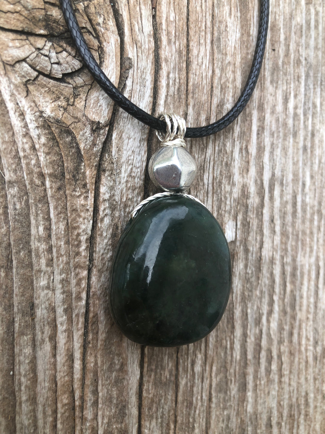 Nephrite Jade For Protection, Self-Confidence and Awareness. Pewter Accent Piece.