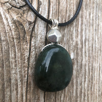 Nephrite Jade For Protection, Self-Confidence and Awareness. Pewter Accent Piece.