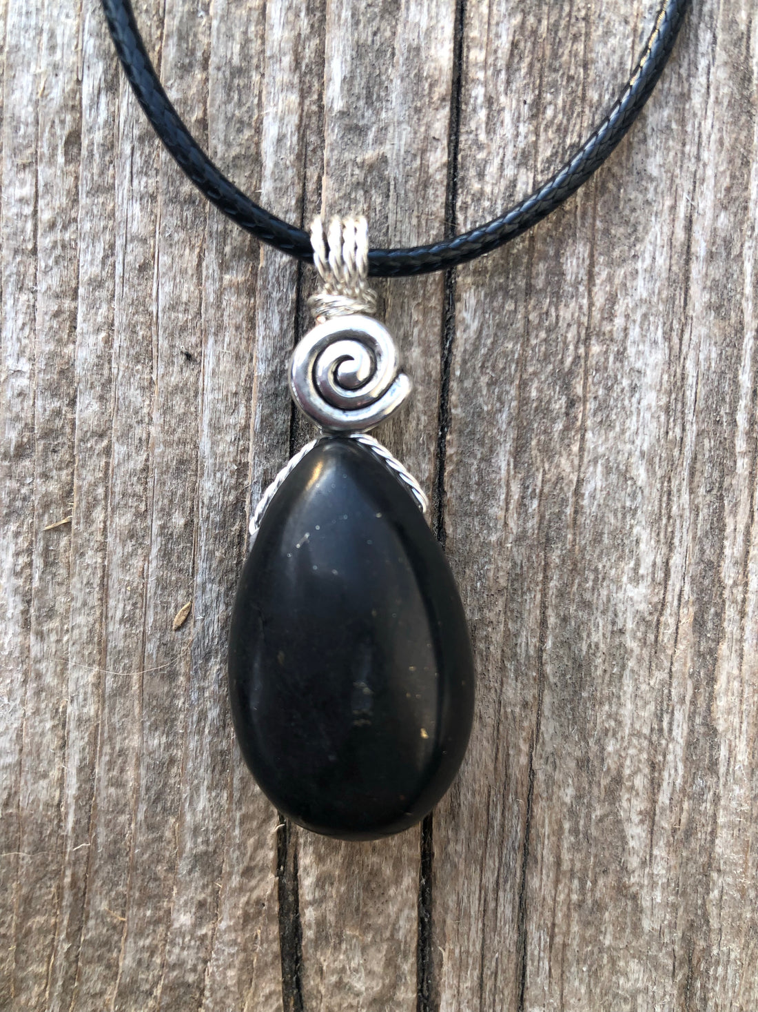 Shungite Necklace for Protection. Swirl Signifies Consciousness