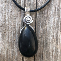 Shungite Necklace for Protection. Swirl Signifies Consciousness