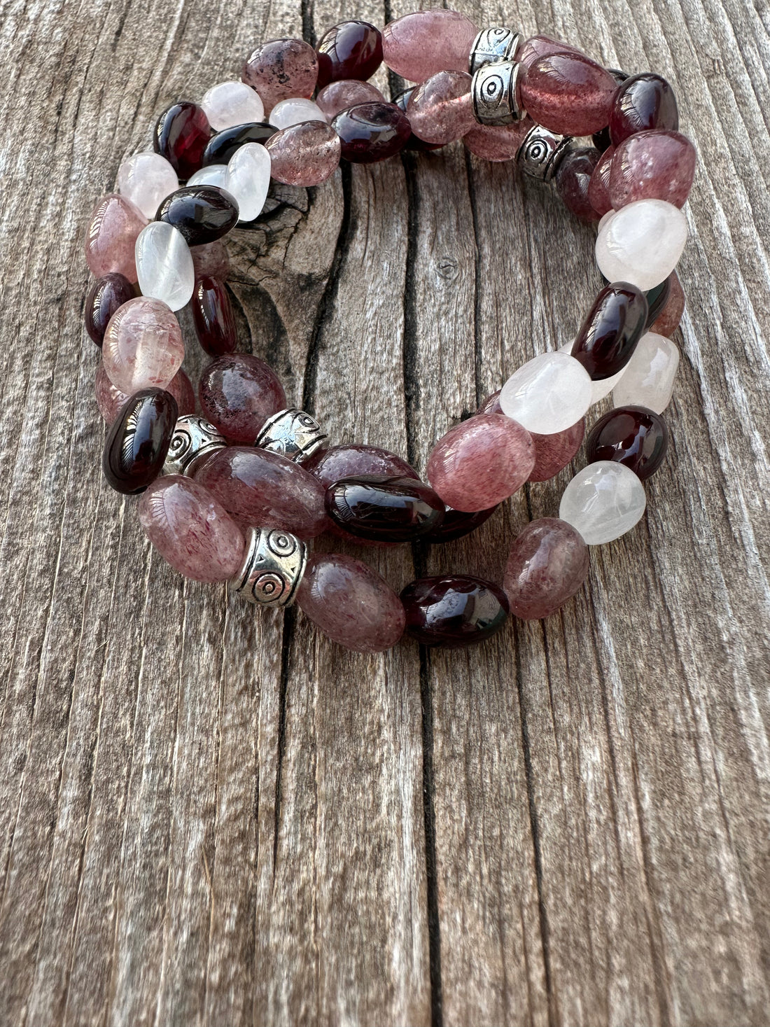 Strawberry Quartz with Garnet and Rose Quartz for Divine Love, Opening the Heart Chakra, and Forgiveness.