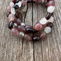 Strawberry Quartz with Garnet and Rose Quartz for Divine Love, Opening the Heart Chakra, and Forgiveness.