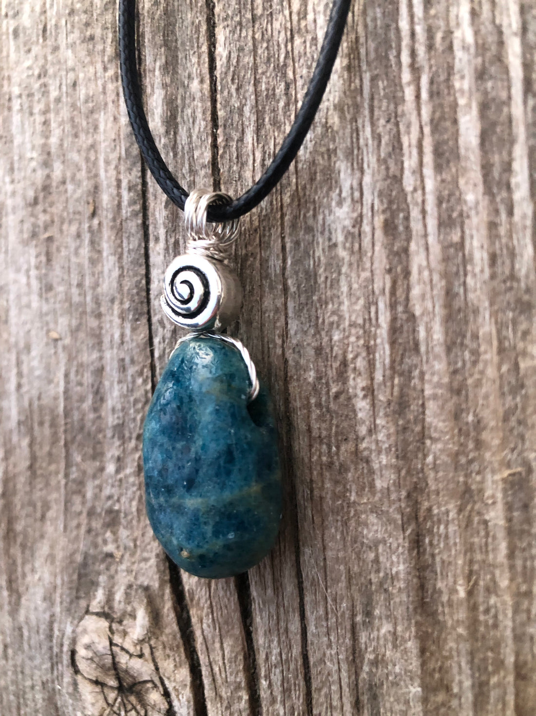 Apatite Necklace for Stability and Manifestation. Swirl to Signify Consciousness.