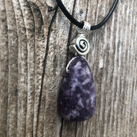 Lepidolite for Quiet and Stability. Swirl for Higher Consciousness and Black Cable